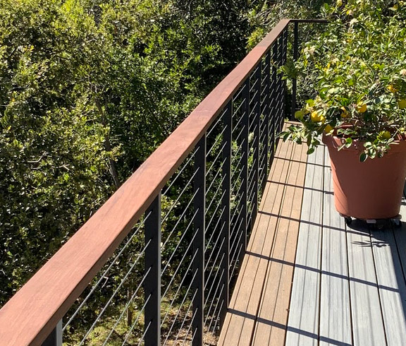 cable railing system with metal and wood
