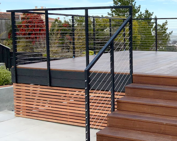 high standard cable railings installed on deck