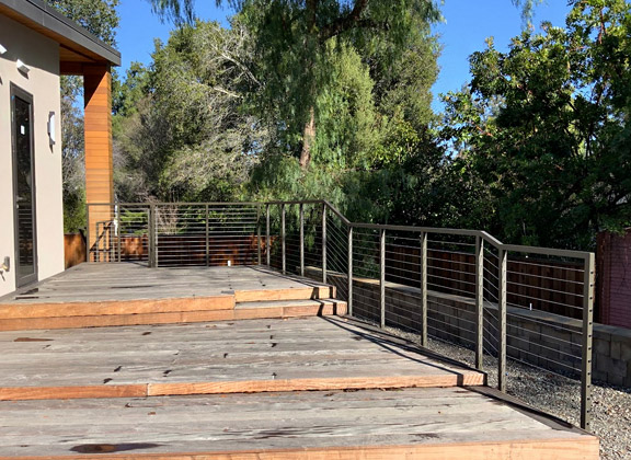 One of our railing systems in Redondo Beach installed on a deck with steps
