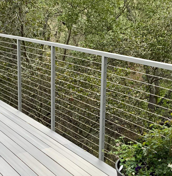 stainless steel cable railings installed by our pros on a deck